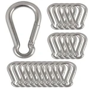 20Pcs 4” Safety Spring Snap Hook, M10 3/8" Carabiner Quick Link Snap Hooks for Camping Hiking, 770LBS Holding Capacity Heavy Duty Steel Carabiner Clip Buckle for Swing Hammock Gym Outdoor