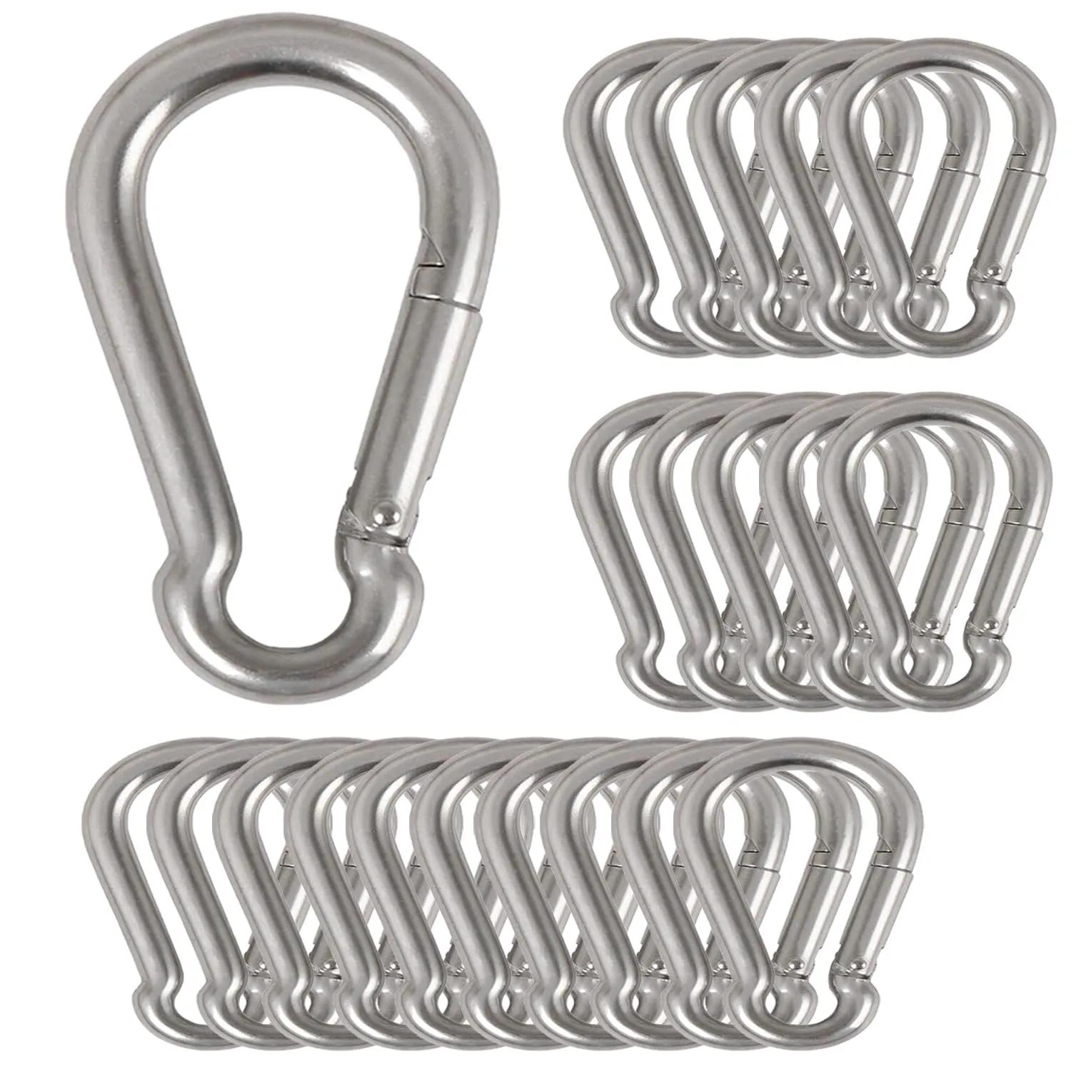20Pcs 4” Safety Spring Snap Hook, M10 3/8" Carabiner Quick Link Snap Hooks for Camping Hiking, 770LBS Holding Capacity Heavy Duty Steel Carabiner Clip Buckle for Swing Hammock Gym Outdoor
