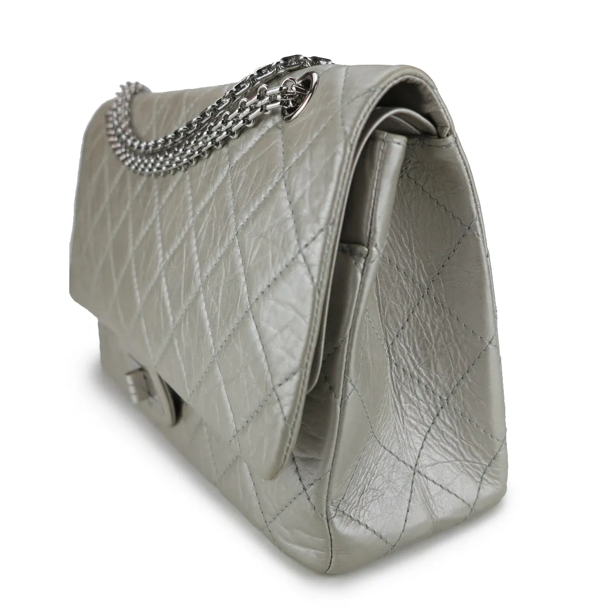 2.55 Reissue Flap Bag Size 227 in Cream Silver Aged Calfskin