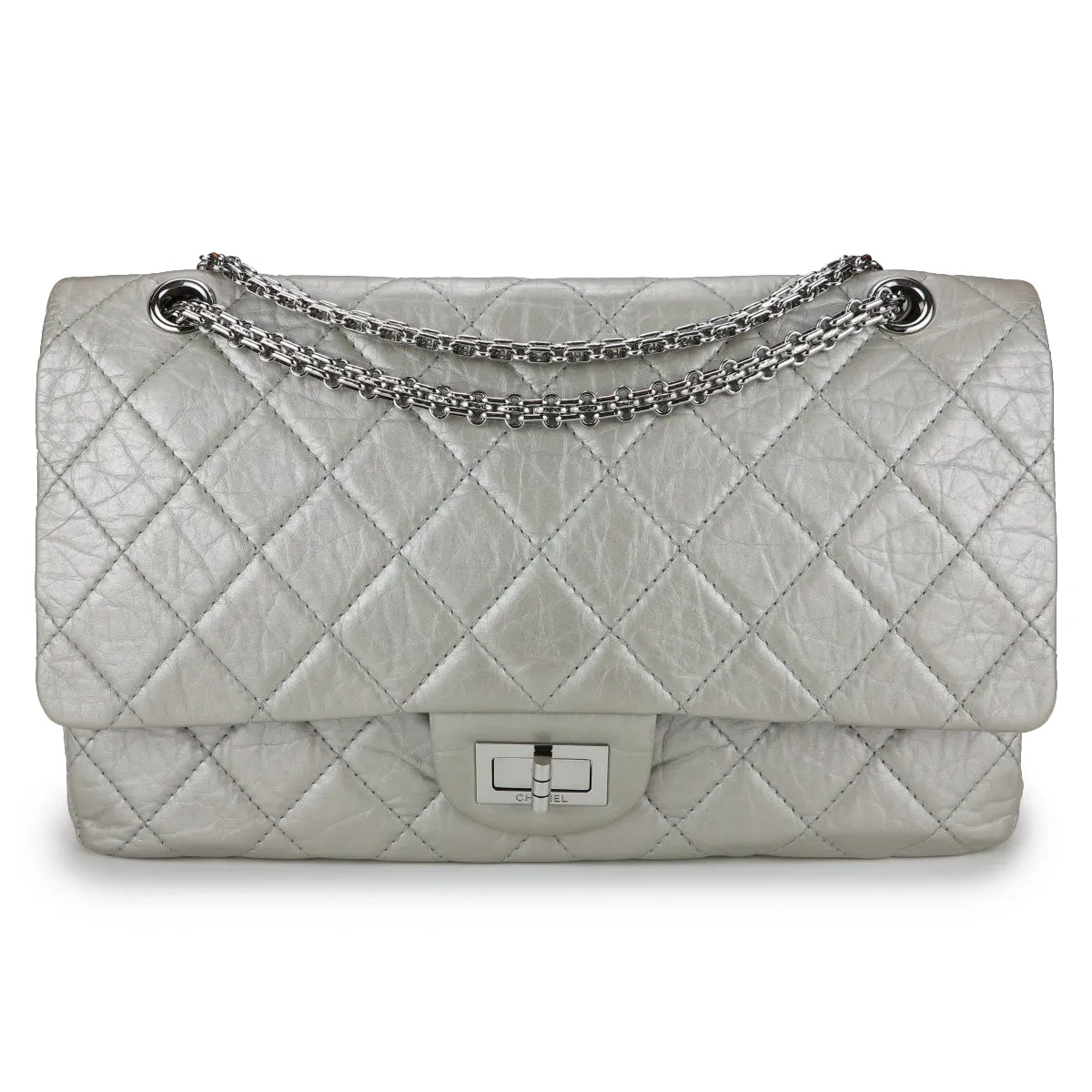 2.55 Reissue Flap Bag Size 227 in Cream Silver Aged Calfskin