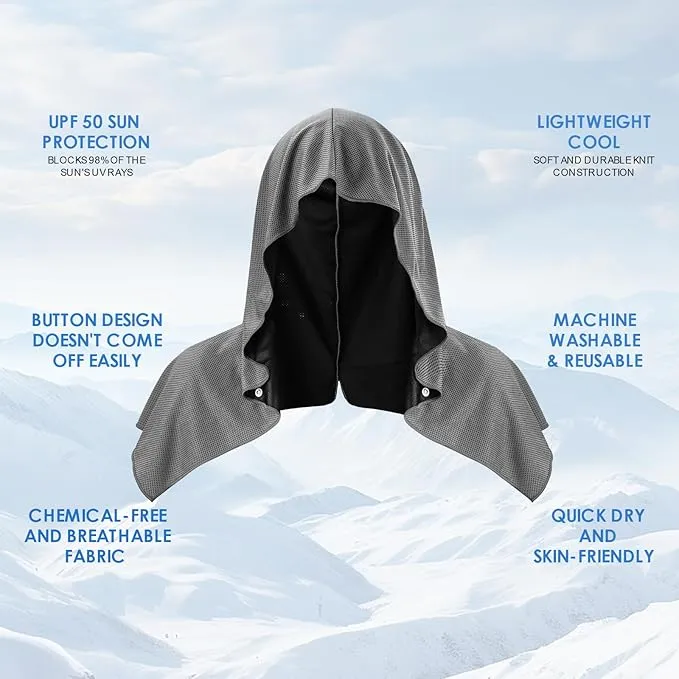 3 Pack Cooling Hoodie Towels for Neck and Face, UPF 50 Sun Protection & Instant Cooling, Ice Towels for Hot Weather, Soft Breathable Towel for Sport, Work Out, Gym, Camping & More Activities