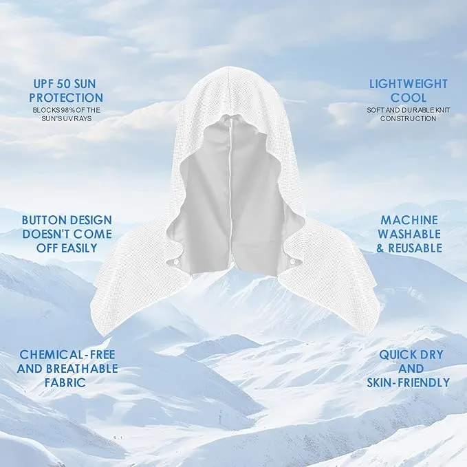 3 Pack Cooling Hoodie Towels for Neck and Face, UPF 50 Sun Protection & Instant Cooling, Ice Towels for Hot Weather, Soft Breathable Towel for Sport, Work Out, Gym, Camping & More Activities