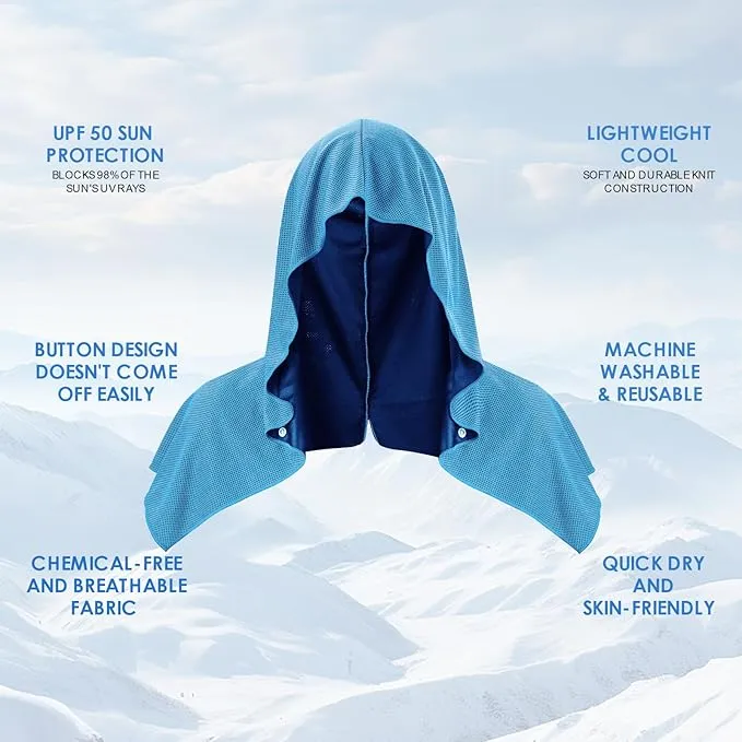 3 Pack Cooling Hoodie Towels for Neck and Face, UPF 50 Sun Protection & Instant Cooling, Ice Towels for Hot Weather, Soft Breathable Towel for Sport, Work Out, Gym, Camping & More Activities
