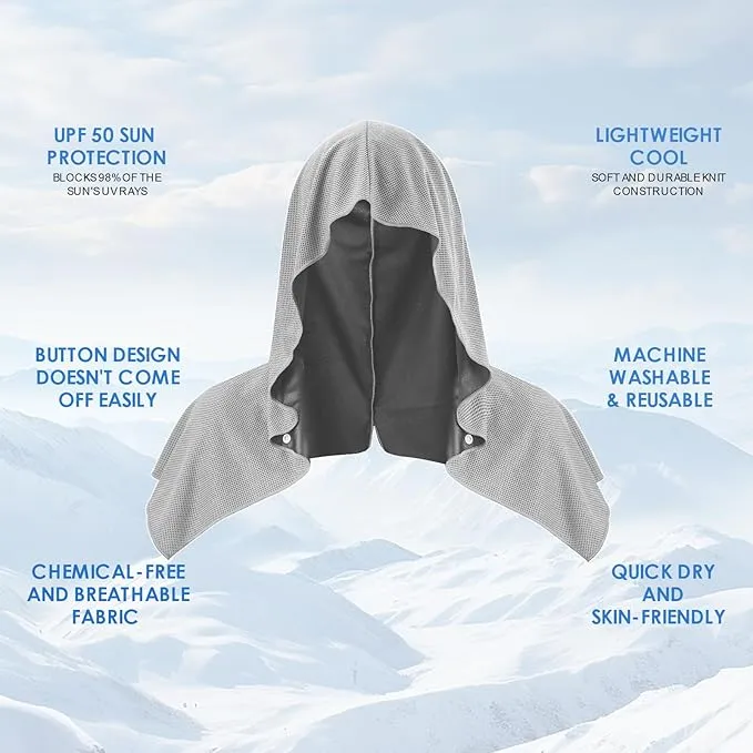 3 Pack Cooling Hoodie Towels for Neck and Face, UPF 50 Sun Protection & Instant Cooling, Ice Towels for Hot Weather, Soft Breathable Towel for Sport, Work Out, Gym, Camping & More Activities