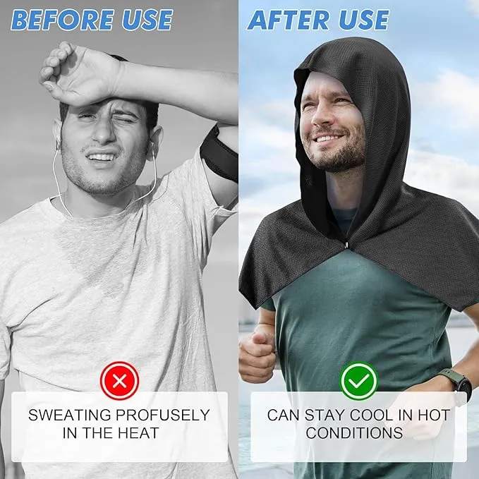 3 Pack Cooling Hoodie Towels for Neck and Face, UPF 50 Sun Protection & Instant Cooling, Ice Towels for Hot Weather, Soft Breathable Towel for Sport, Work Out, Gym, Camping & More Activities