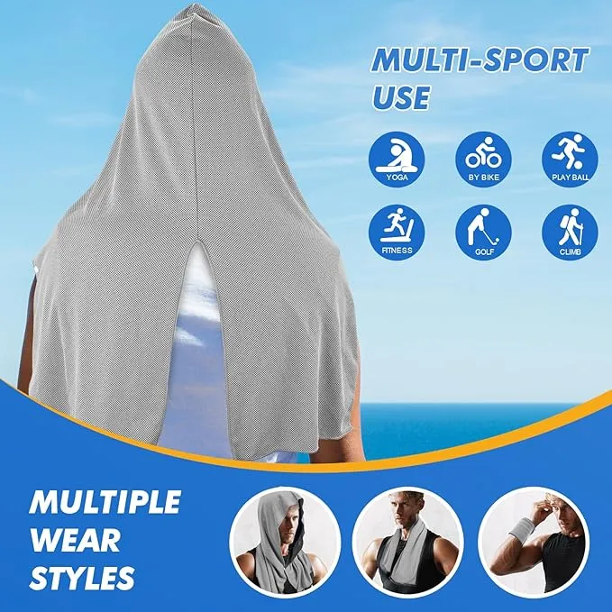 3 Pack Cooling Hoodie Towels for Neck and Face, UPF 50 Sun Protection & Instant Cooling, Ice Towels for Hot Weather, Soft Breathable Towel for Sport, Work Out, Gym, Camping & More Activities