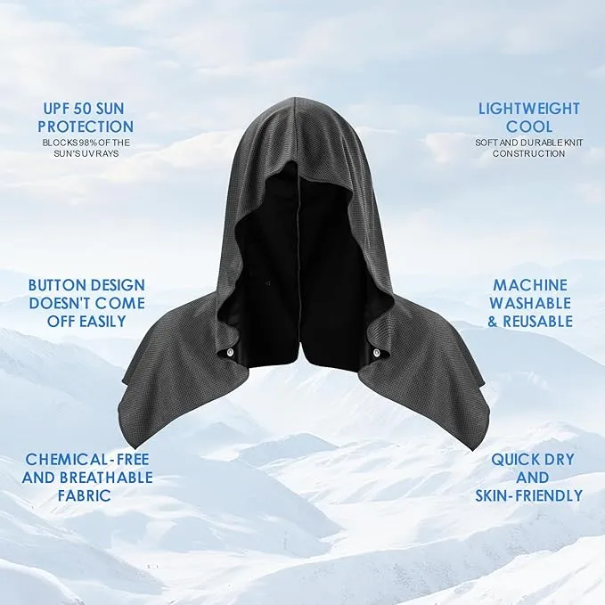 3 Pack Cooling Hoodie Towels for Neck and Face, UPF 50 Sun Protection & Instant Cooling, Ice Towels for Hot Weather, Soft Breathable Towel for Sport, Work Out, Gym, Camping & More Activities