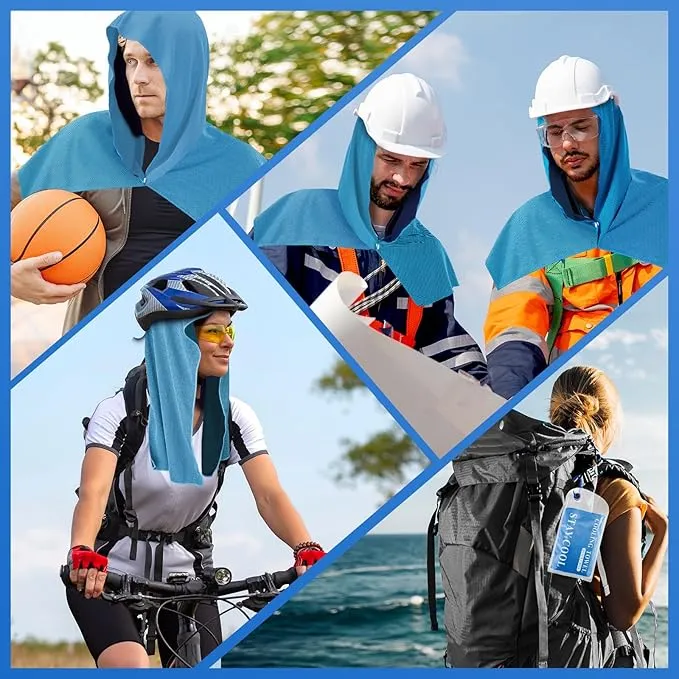 3 Pack Cooling Hoodie Towels for Neck and Face, UPF 50 Sun Protection & Instant Cooling, Ice Towels for Hot Weather, Soft Breathable Towel for Sport, Work Out, Gym, Camping & More Activities
