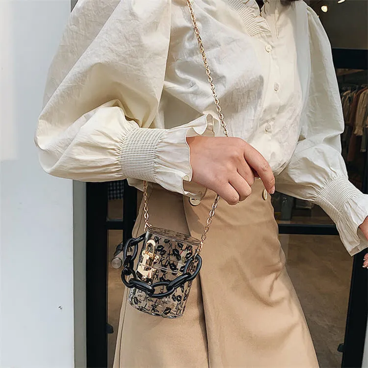 30 Pieces) Lip Print Chunky Chain Crossbody Bag