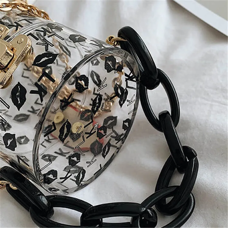 30 Pieces) Lip Print Chunky Chain Crossbody Bag