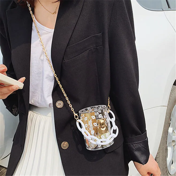 30 Pieces) Lip Print Chunky Chain Crossbody Bag