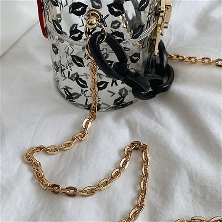 30 Pieces) Lip Print Chunky Chain Crossbody Bag