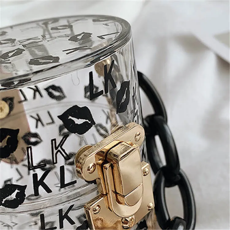 30 Pieces) Lip Print Chunky Chain Crossbody Bag