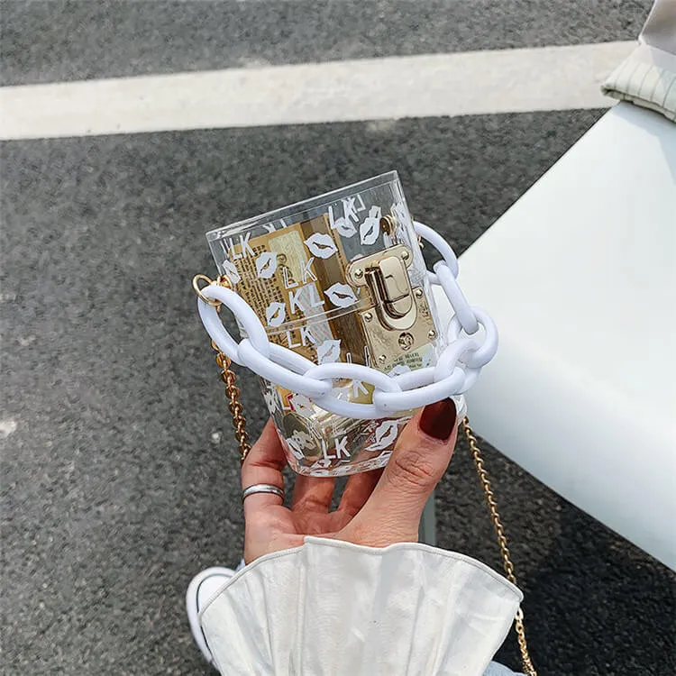 30 Pieces) Lip Print Chunky Chain Crossbody Bag