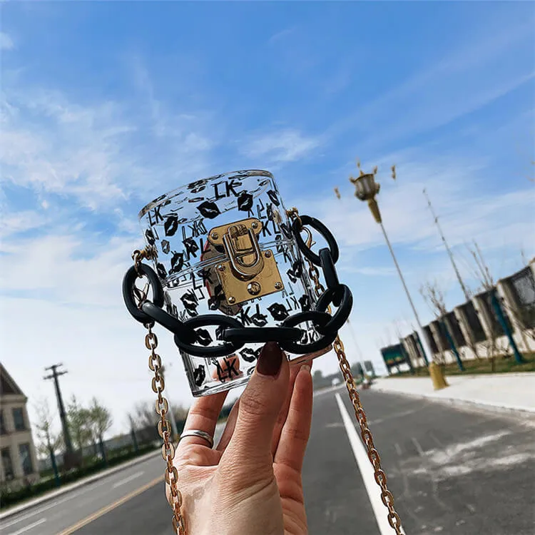 30 Pieces) Lip Print Chunky Chain Crossbody Bag