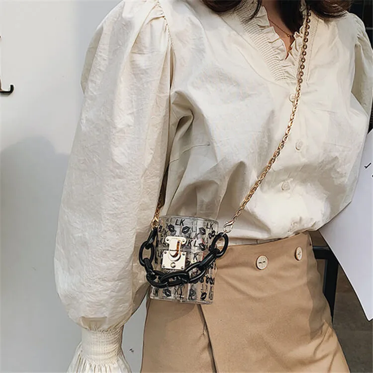 30 Pieces) Lip Print Chunky Chain Crossbody Bag