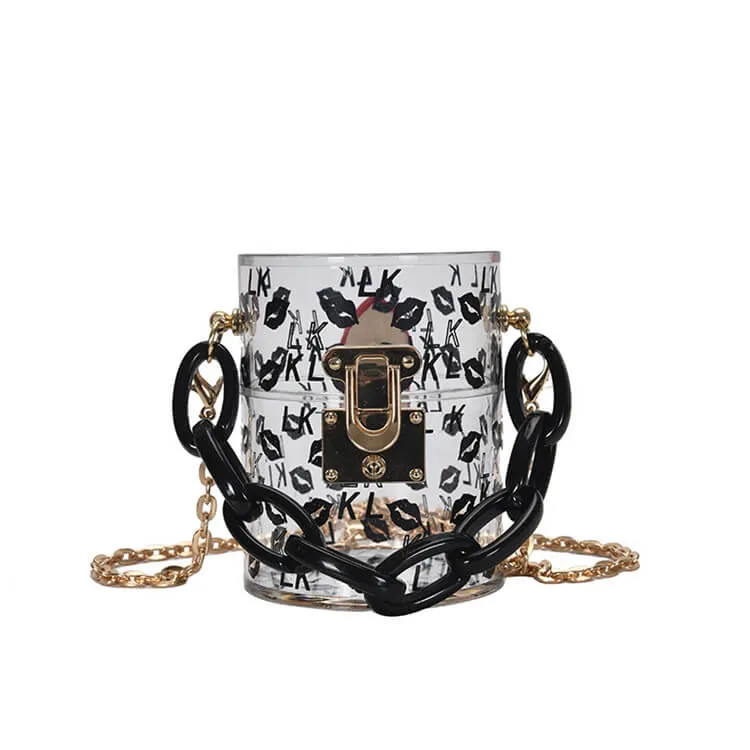 30 Pieces) Lip Print Chunky Chain Crossbody Bag