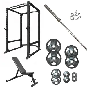 360 Strength Power Rack, Folding FID bench & 88kg Olympic Package
