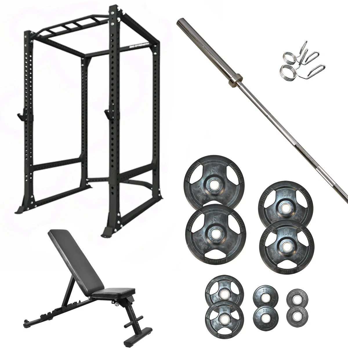 360 Strength Power Rack, Folding FID bench & 88kg Olympic Package
