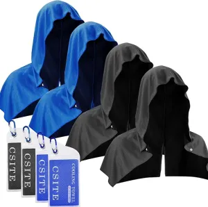 4 Pack Cooling Hoodie Towels for Neck and Face, UPF 50 Sun Protection & Instant Cooling, Ice Towels for Hot Weather, Soft Breathable Towel for Sport, Work Out, Gym, Camping & More Activities
