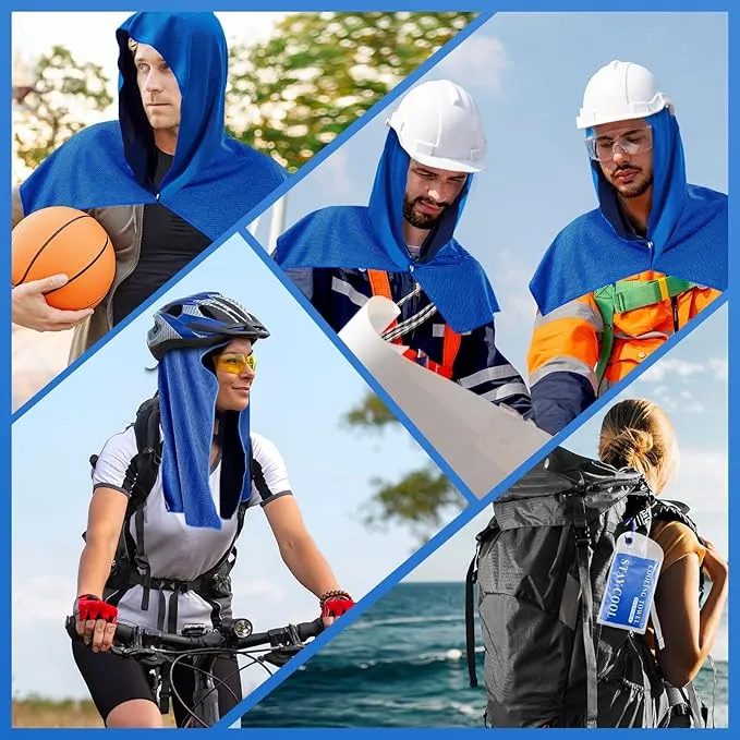 4 Pack Cooling Hoodie Towels for Neck and Face, UPF 50 Sun Protection & Instant Cooling, Ice Towels for Hot Weather, Soft Breathable Towel for Sport, Work Out, Gym, Camping & More Activities