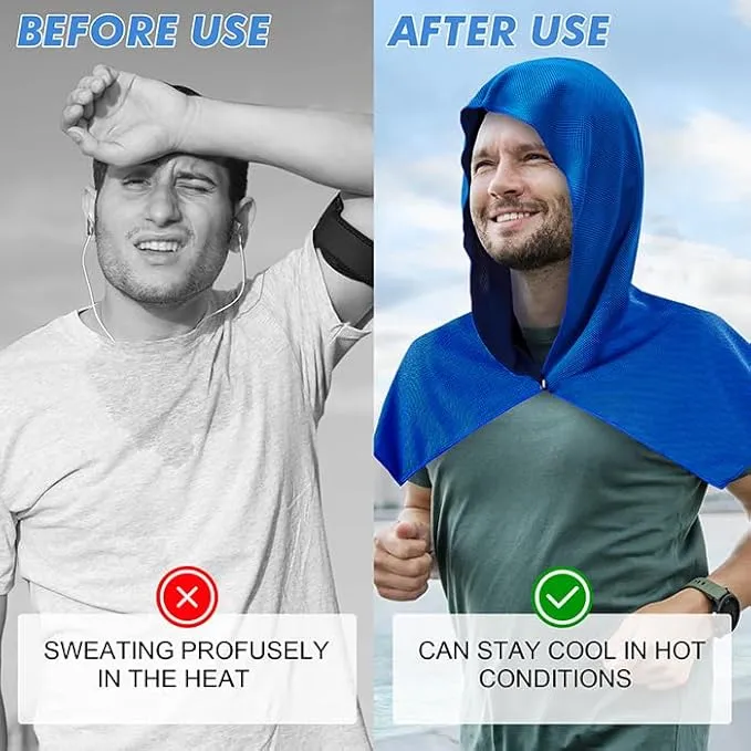 4 Pack Cooling Hoodie Towels for Neck and Face, UPF 50 Sun Protection & Instant Cooling, Ice Towels for Hot Weather, Soft Breathable Towel for Sport, Work Out, Gym, Camping & More Activities