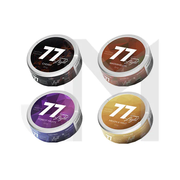 8mg 77 Slim Light Nicotine Pouches - 20 Pouches
