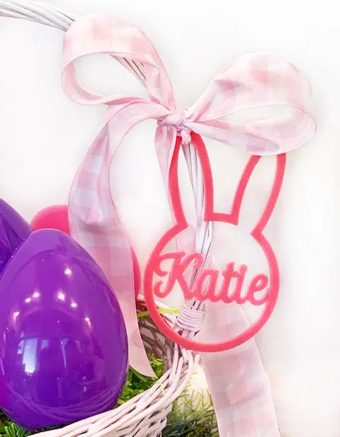 Acrylic Bunny Basket Name Tag