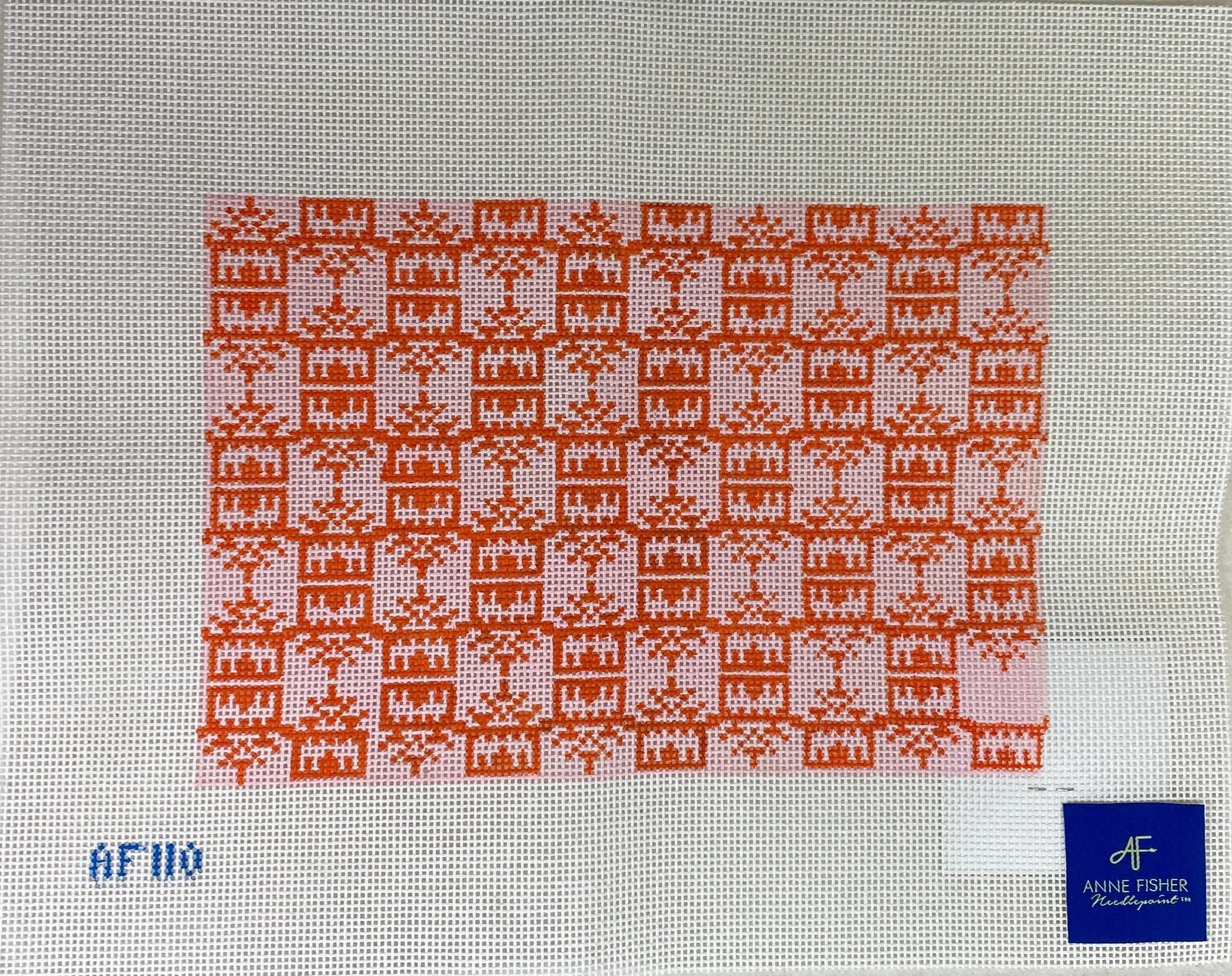 Anne Fisher Needlepoint AF110 Pink/Orange Pagoda Clutch