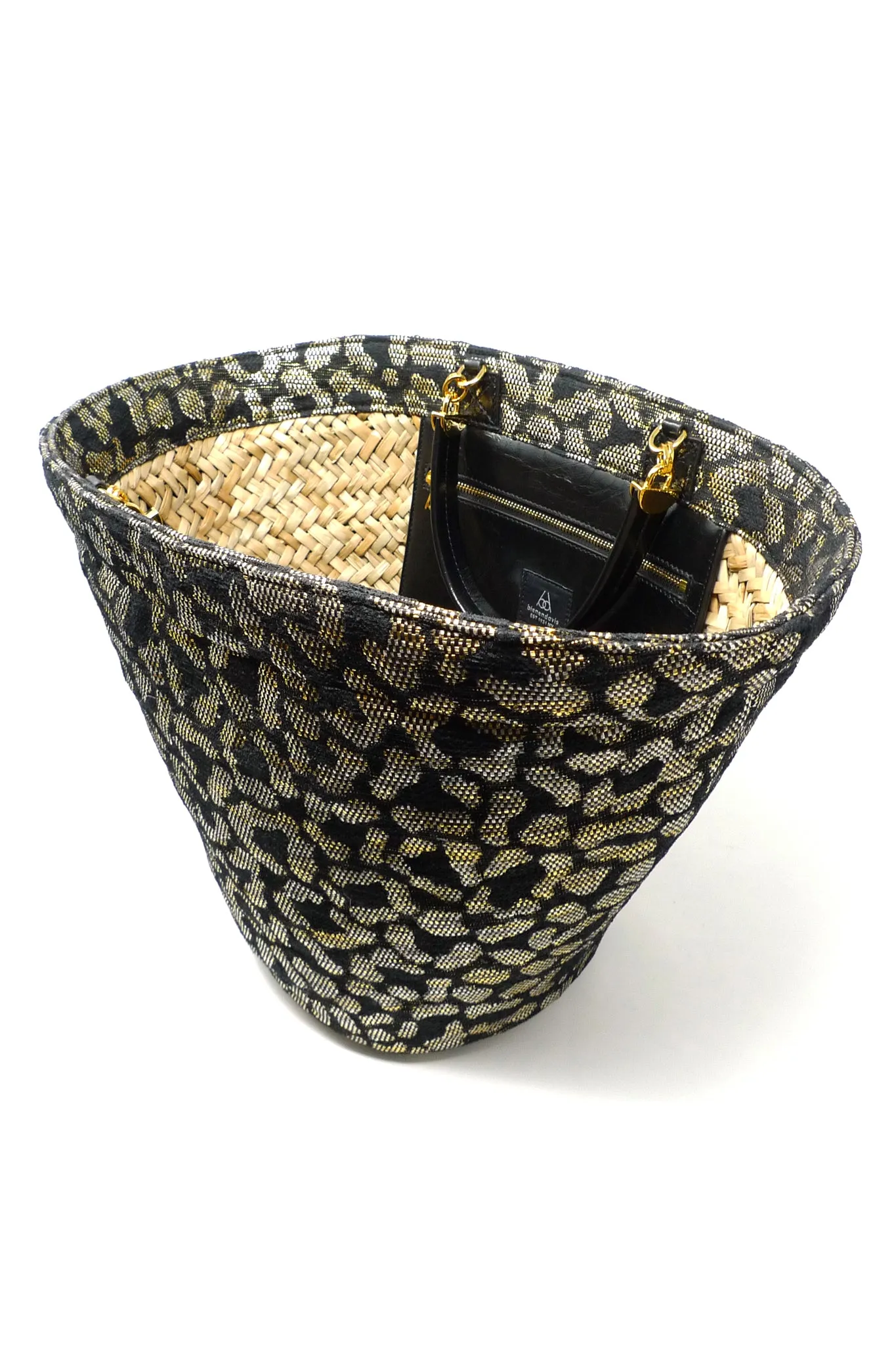 Beach Tote in Leopard Lurex Raffia
