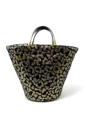 Beach Tote in Leopard Lurex Raffia