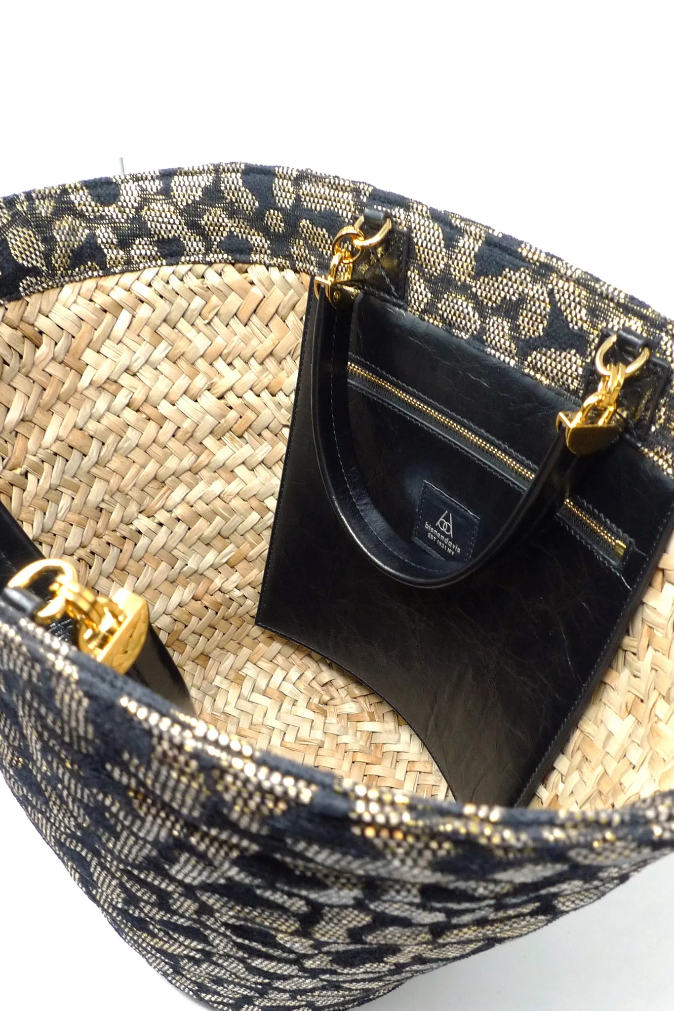 Beach Tote in Leopard Lurex Raffia