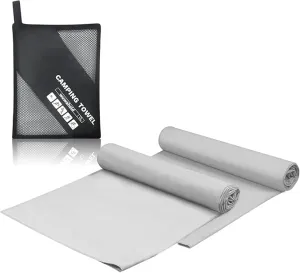 Camping Quick Dry Towel Set- 2 Pack, Soaking Up Sweat Microfiber Lightweight Sport Towels with Mesh Bag, Travel Towel Suitable for Camping, Beach, Gym, Yoga