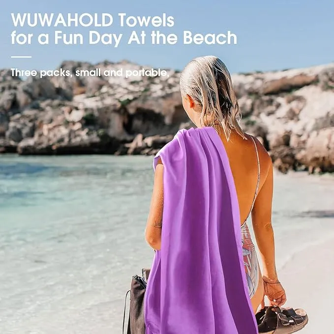 Camping Quick Dry Towel Set- 2 Pack, Soaking Up Sweat Microfiber Lightweight Sport Towels with Mesh Bag, Travel Towel Suitable for Camping, Beach, Gym, Yoga