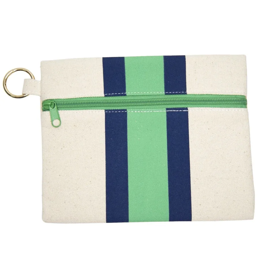 Canvas Kansas Zipper Pouch -- Green w/ Navy