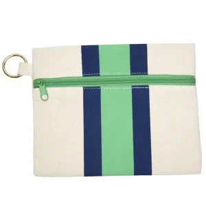 Canvas Kansas Zipper Pouch -- Green w/ Navy