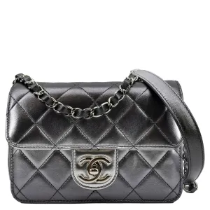 CHANEL Like a Wallet Quilted Lambskin Leather Shoulder Bag Gunmetal Metallic