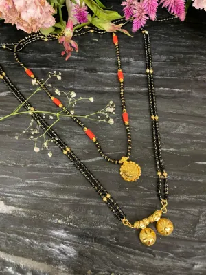 Combo Offer (Set of 2) Gold Plated Long Mangalsutra Design & Short Mangalsutra Design With Lakshmi (Laxmi) Pendant