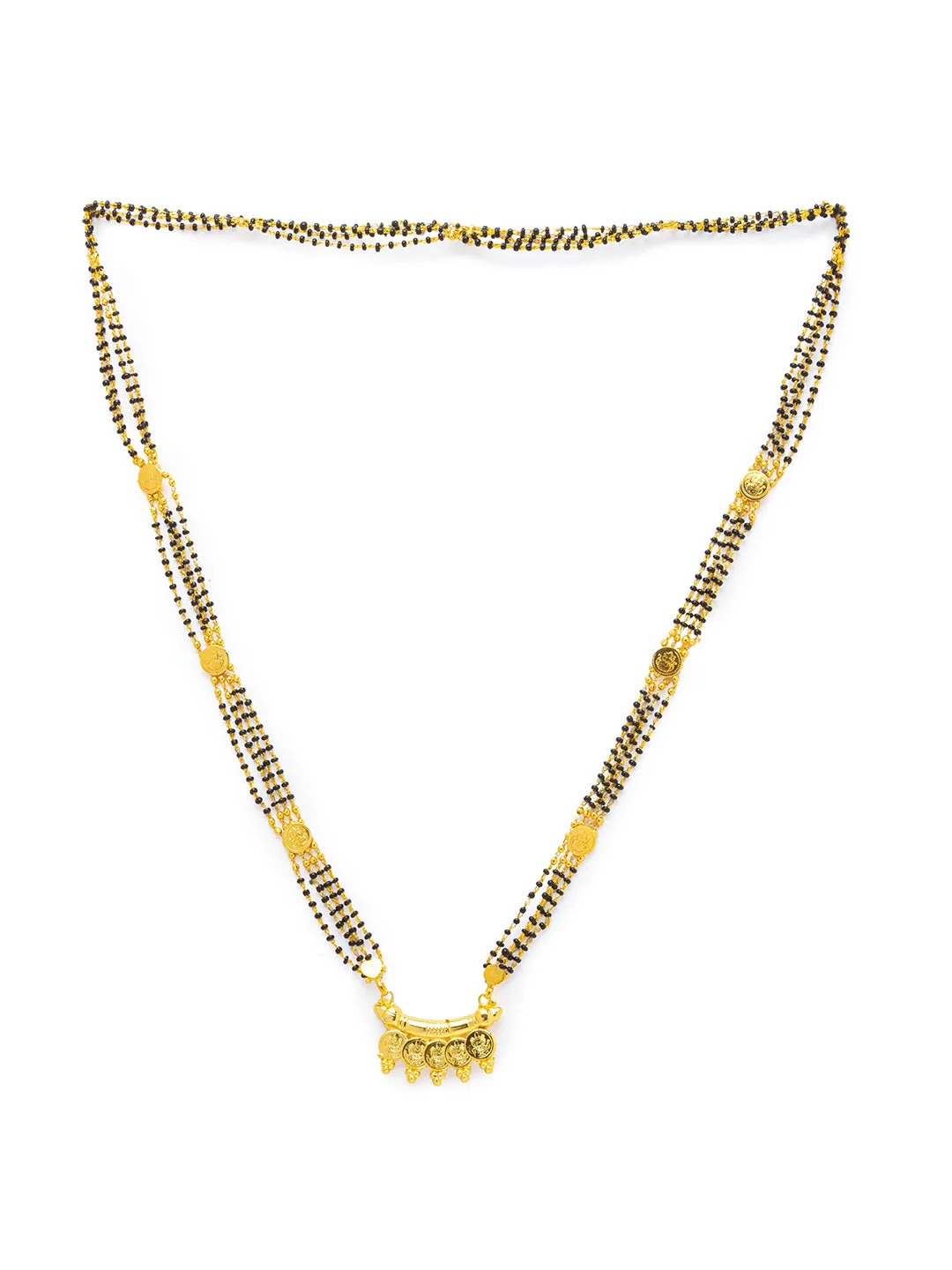 Combo Set of 2 Mangalsutra Designs Gold Plated Evil Eye & Lakshmi Coin Maharashtrian Style Pendant