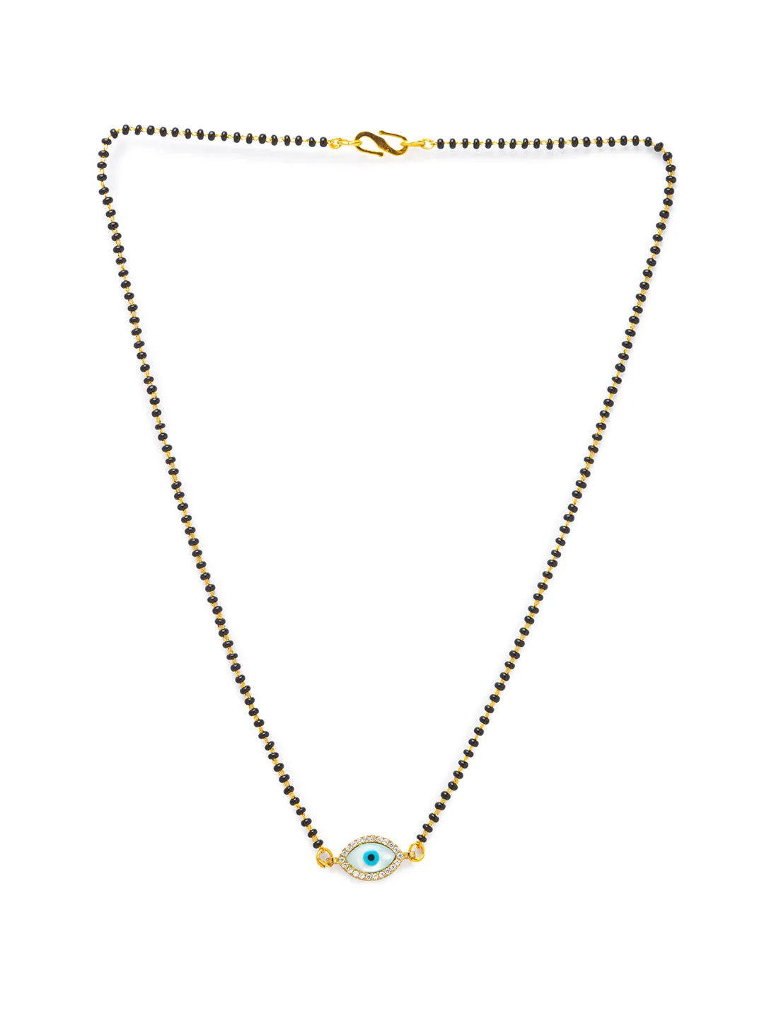 Combo Set of 2 Mangalsutra Designs Gold Plated Evil Eye & Lakshmi Coin Maharashtrian Style Pendant