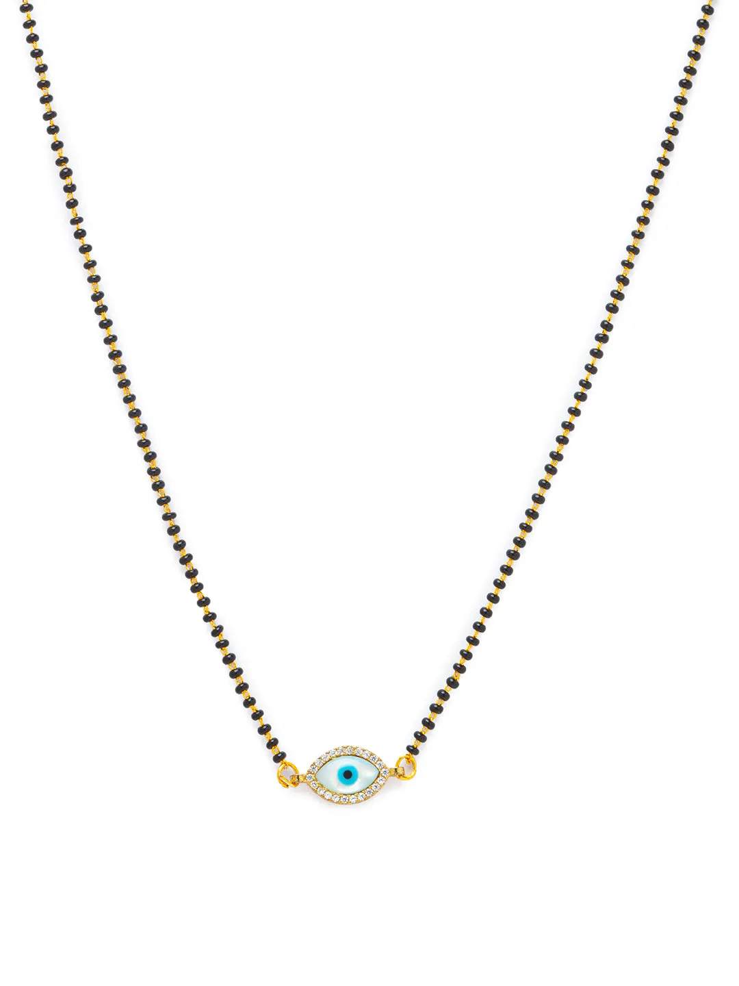 Combo Set of 2 Mangalsutra Designs Gold Plated Evil Eye & Lakshmi Coin Maharashtrian Style Pendant