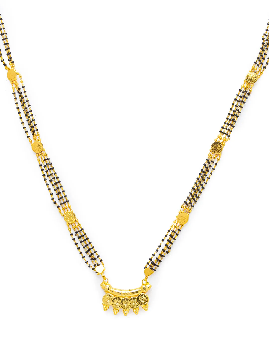 Combo Set of 2 Mangalsutra Designs Gold Plated Evil Eye & Lakshmi Coin Maharashtrian Style Pendant