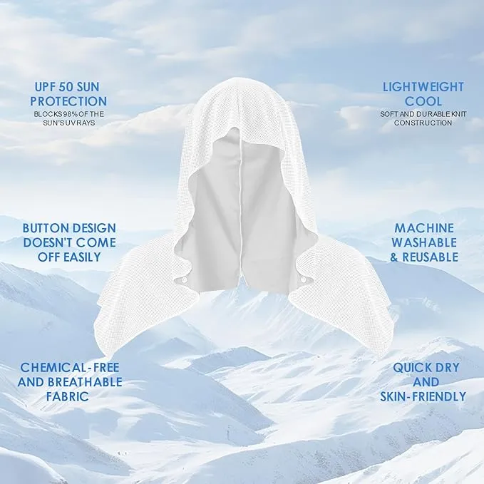 Cooling Hoodie Towels for Neck and Face, UPF 50 Sun Protection & Instant Cooling, Ice Towels for Hot Weather, Soft Breathable Towel for Sport, Work Out, Gym, Camping & More Activities