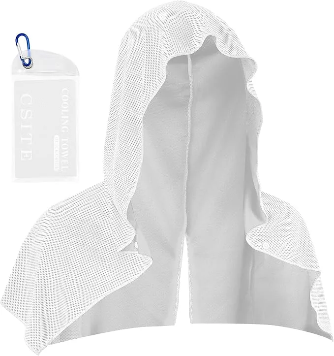 Cooling Hoodie Towels for Neck and Face, UPF 50 Sun Protection & Instant Cooling, Ice Towels for Hot Weather, Soft Breathable Towel for Sport, Work Out, Gym, Camping & More Activities