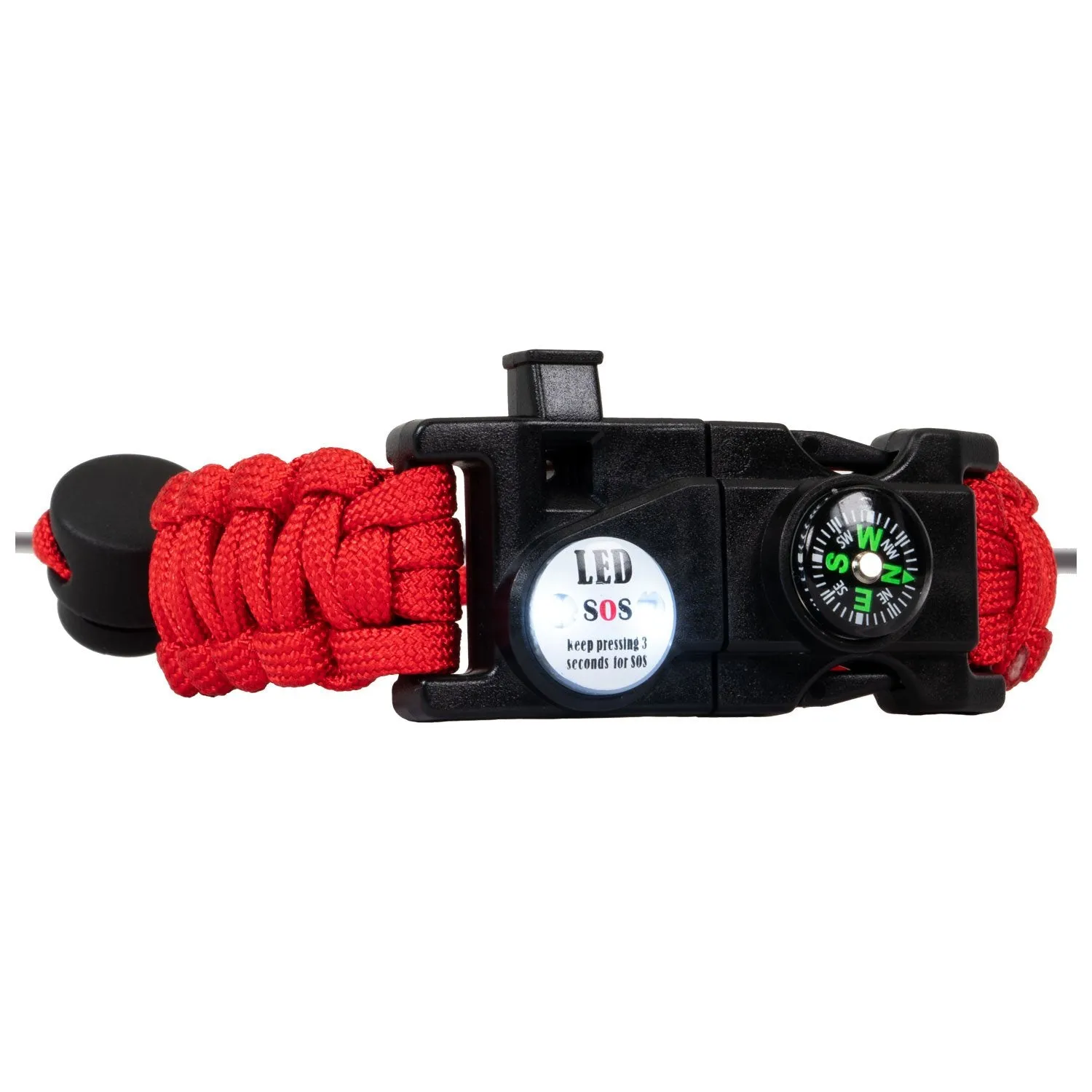 Deco Essentials 2-Pack Tactical Emergency Paracord Bracelet w/ SOS LED Whistle Knife Multi Tool