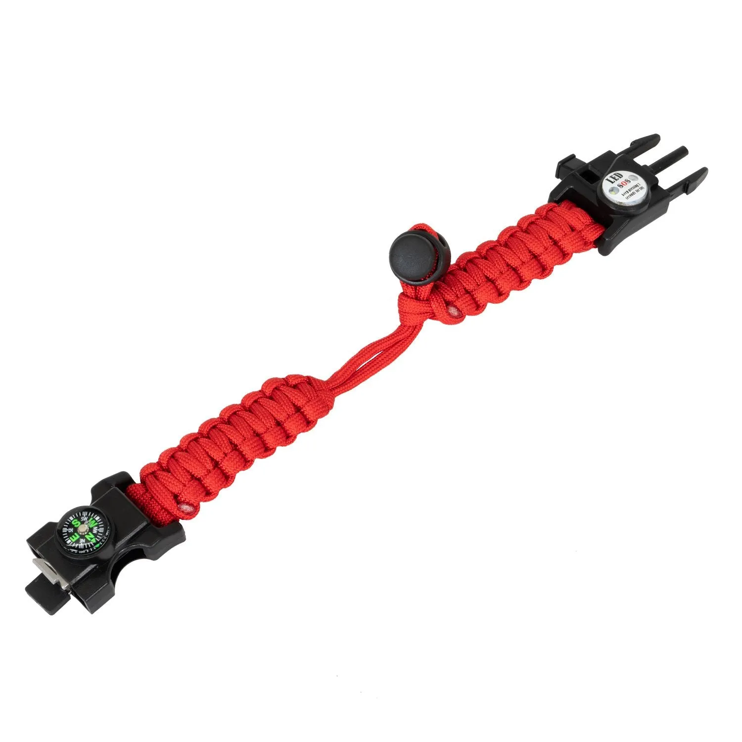 Deco Essentials 2-Pack Tactical Emergency Paracord Bracelet w/ SOS LED Whistle Knife Multi Tool
