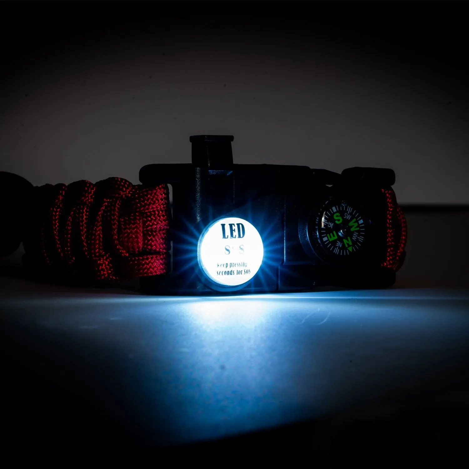 Deco Essentials 2-Pack Tactical Emergency Paracord Bracelet w/ SOS LED Whistle Knife Multi Tool