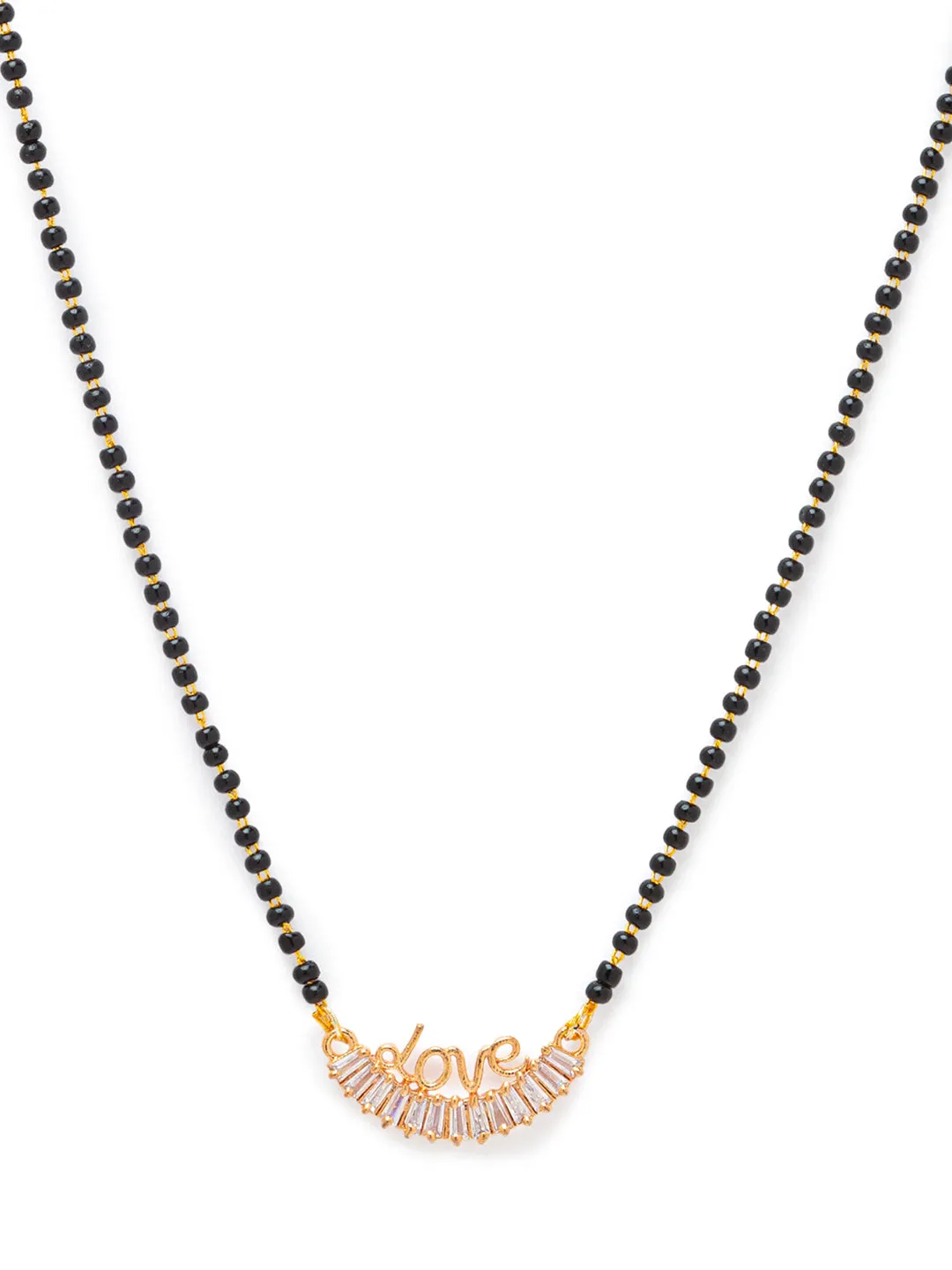 Digital Dress Room Diamond Gold Plated Short Mangalsutra मंगलसूत्र Latest Design/Cz Solitaire/Black Beads Chain Love Pendant New Mangalsutra Designs For Women (19 Inches)