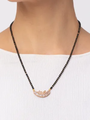 Digital Dress Room Diamond Gold Plated Short Mangalsutra मंगलसूत्र Latest Design/Cz Solitaire/Black Beads Chain Love Pendant New Mangalsutra Designs For Women (19 Inches)