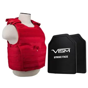 Expert Plate Carrier Red Vest With 11"X14' Level Iiia Shooters Cut 2x Soft Ballistic Panels/ Red